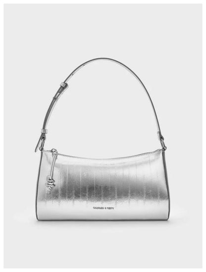 Charles and Keith Augustine Metallic Eel-Effect Shoulder Bag - Silver
